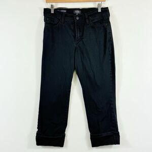 NYDJ Not Your Daughter's Jeans Black Dayla Wide Cuff Capri Crop Pants Women's 6